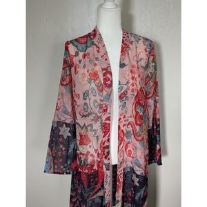 Jorja Kimono Robe Size Small Open Front Long Sleeve Coverup Sheer Romantic Boho